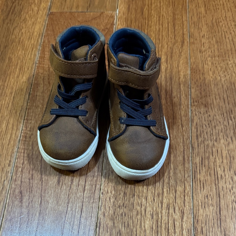 Wonder Nation Brown Kids Boots with Navy Accents